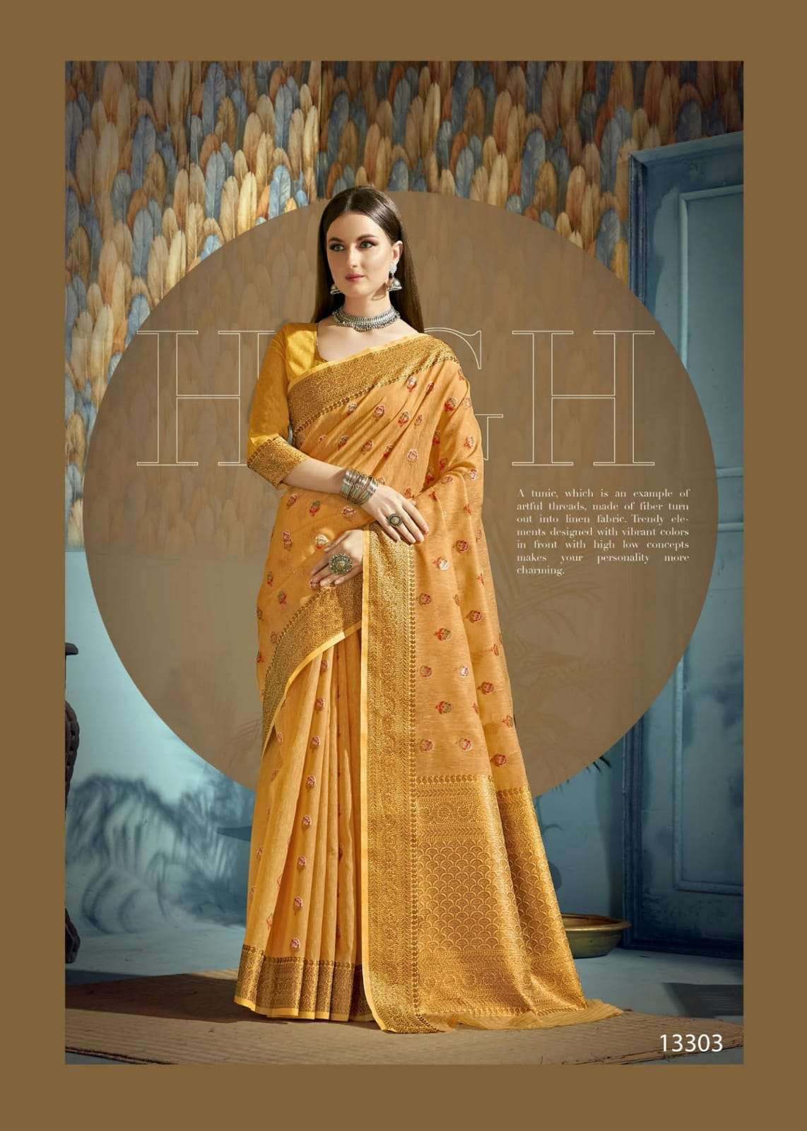 shakunt sks linen 3004 bright color linen woven beautiful sarees collection 