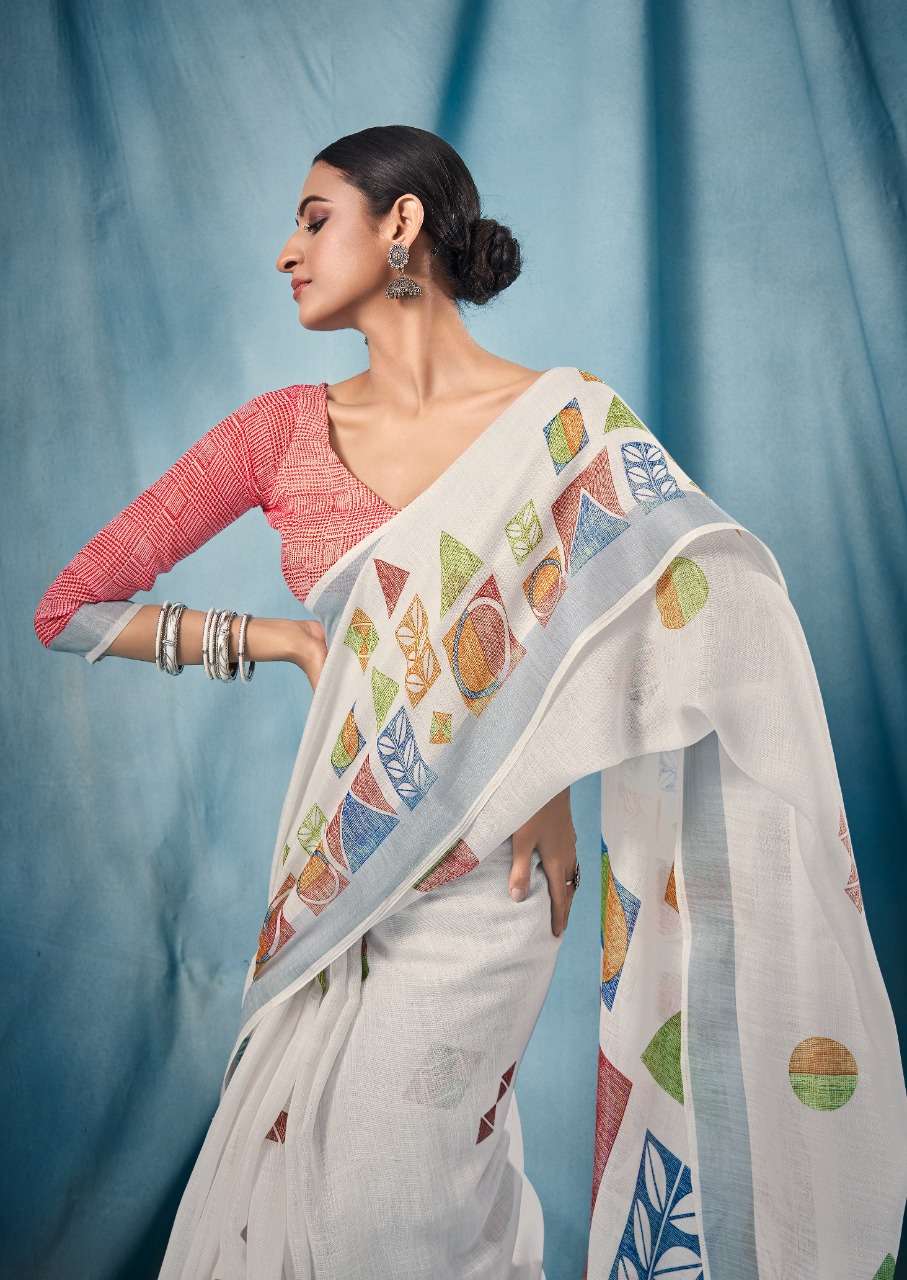 sr paloma pure linen saree white color special wholesale shop 