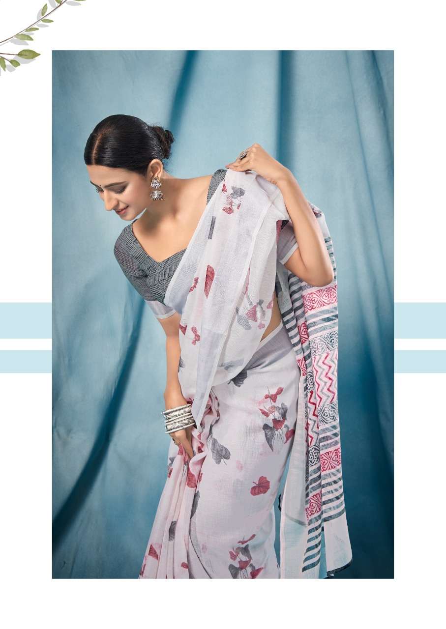 sr paloma pure linen saree white color special wholesale shop 