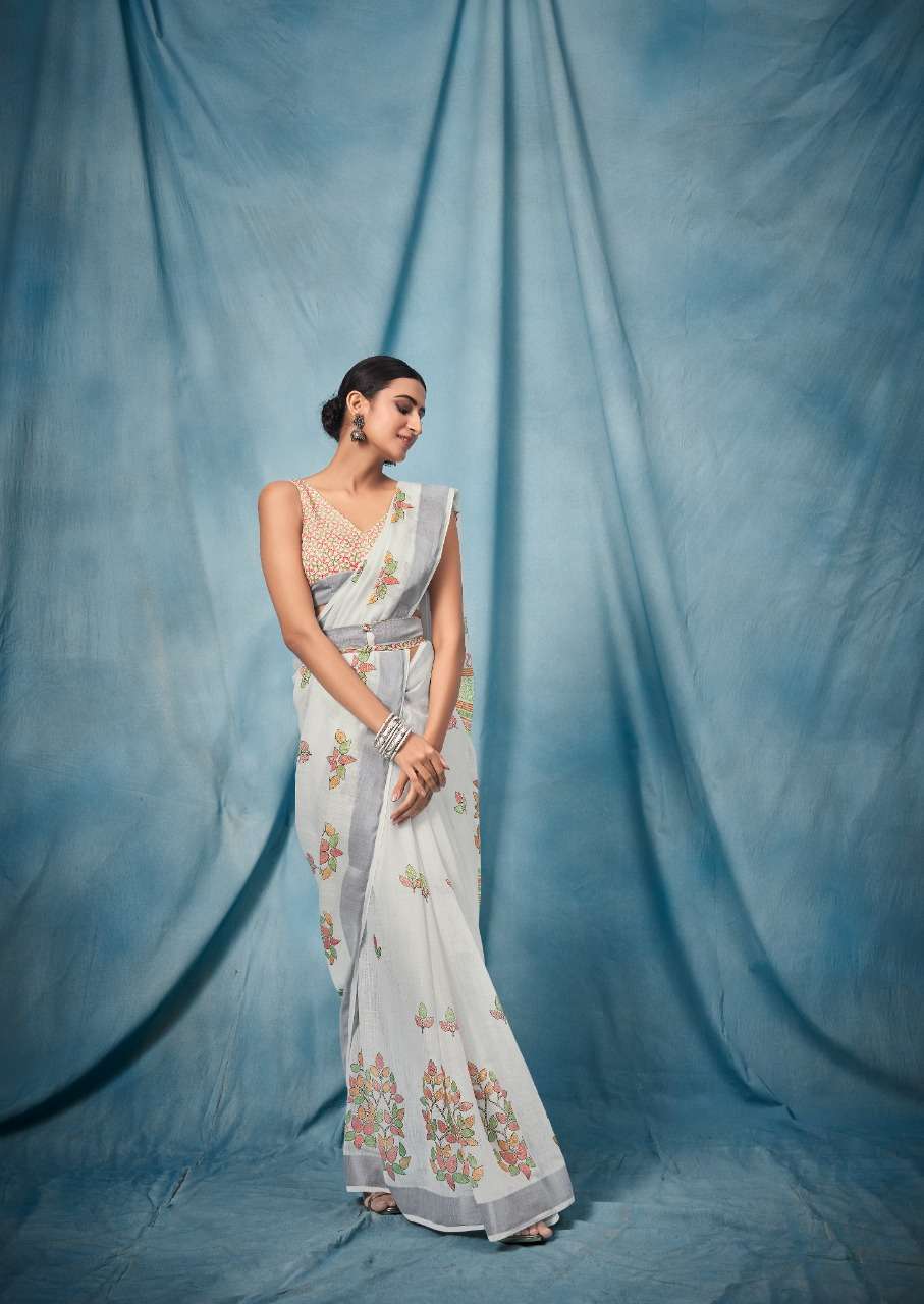 sr paloma pure linen saree white color special wholesale shop 