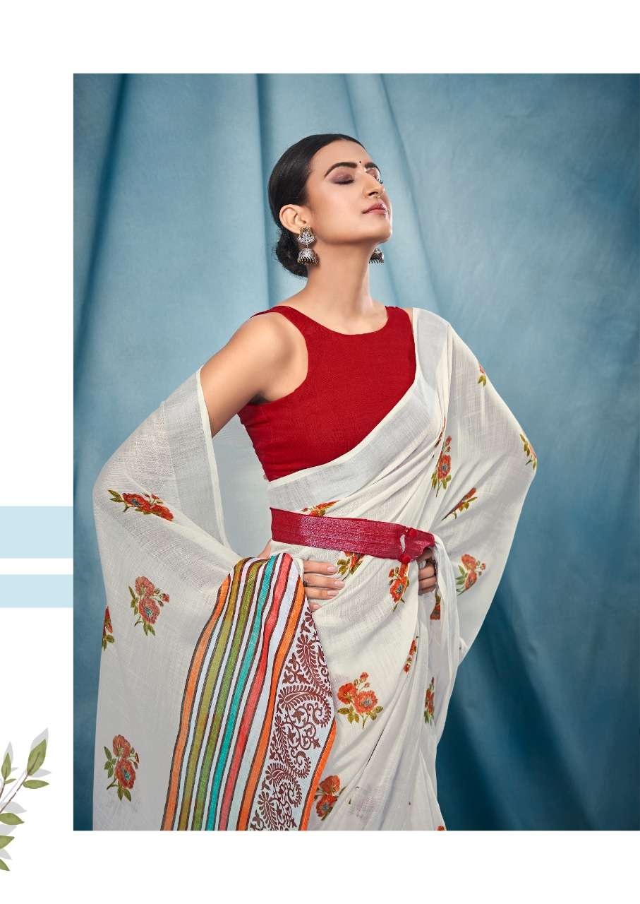 sr paloma pure linen saree white color special wholesale shop 