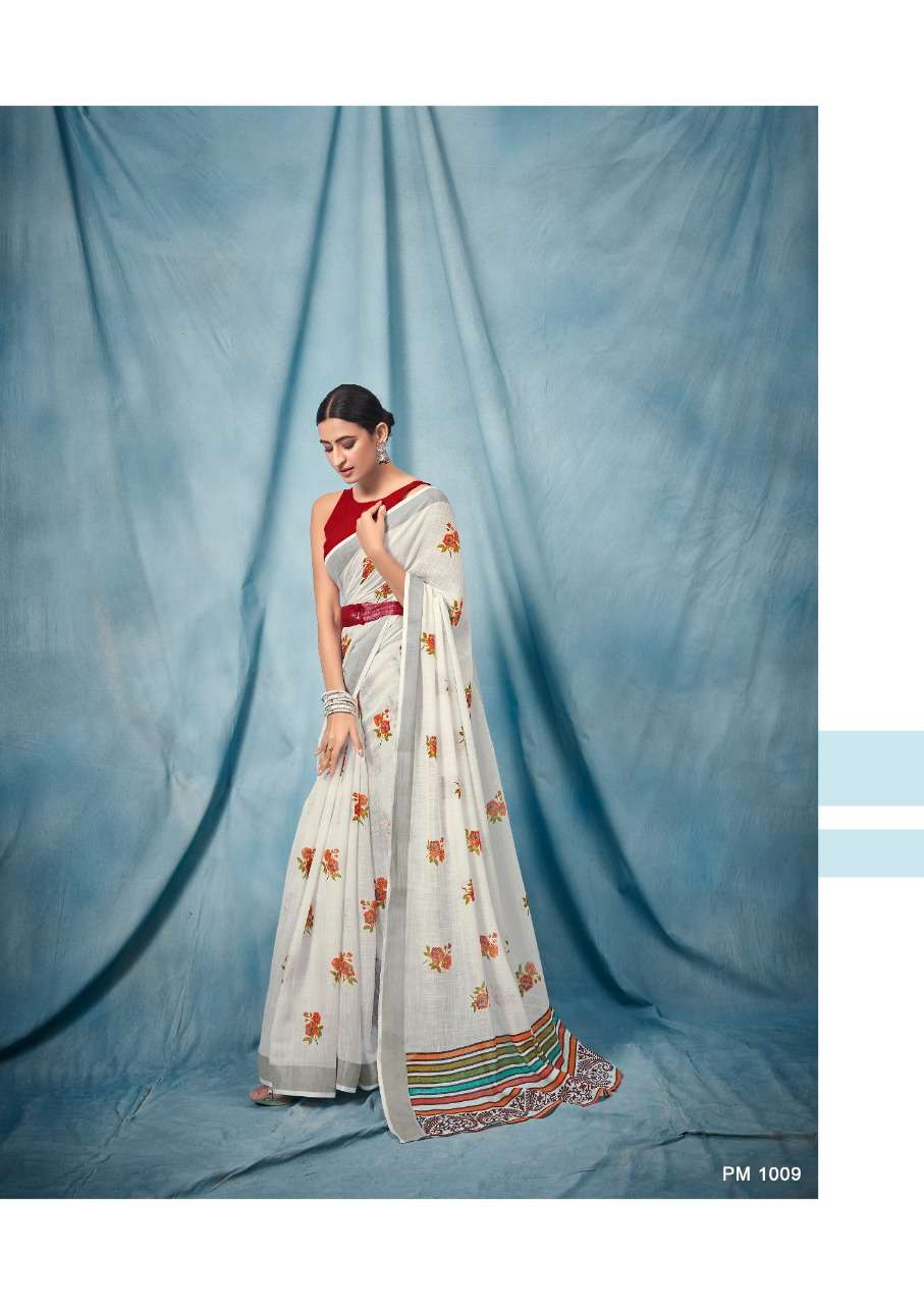 sr paloma pure linen saree white color special wholesale shop 