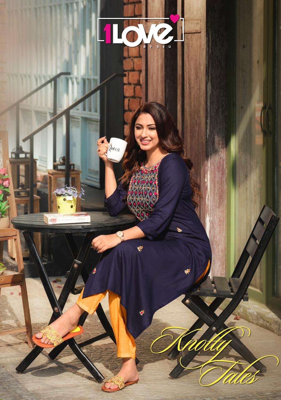 1love by s4u knotty tales sober and delightful kurtas with colorful knot handwork collection 