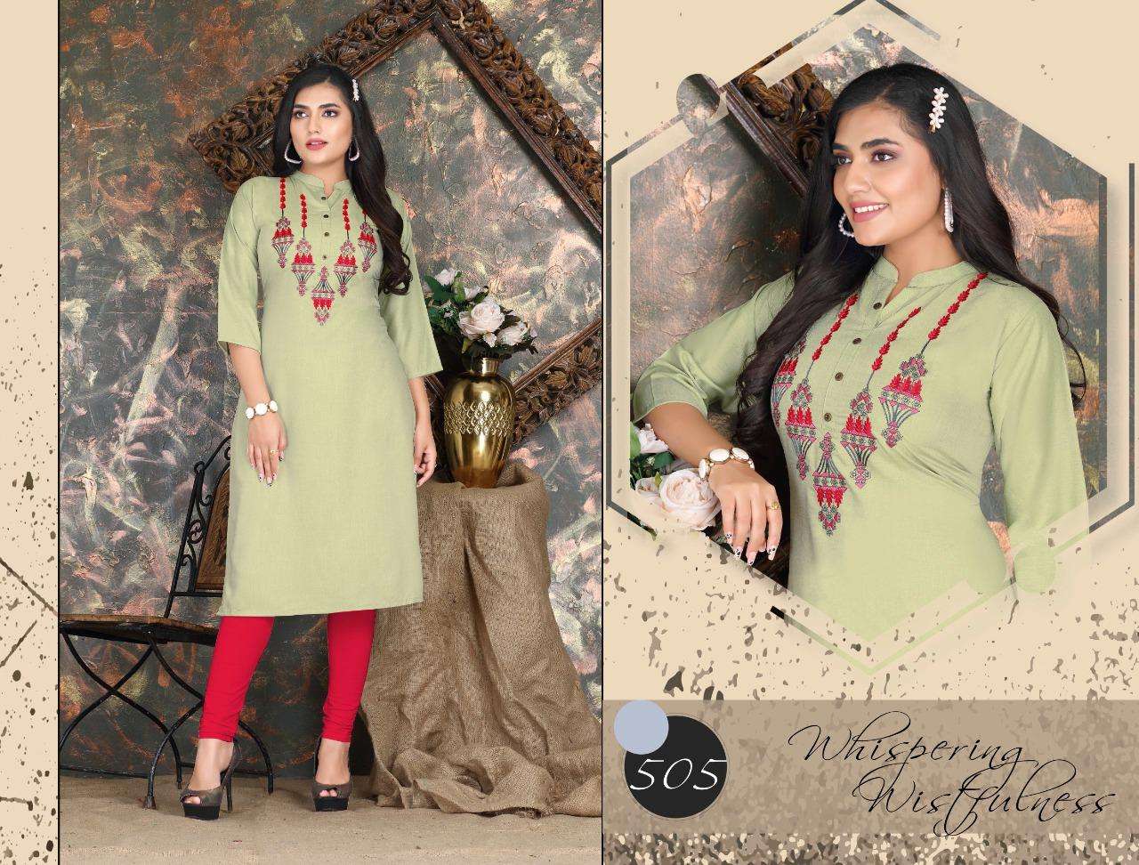  BEAUTY QUEEN ROSE🌹BERRY HEAVY 14 Kg Cross Rayon with emboss Embroidered computer  work with sequence KURTI CATALOG WHOLESALER BEST RATE