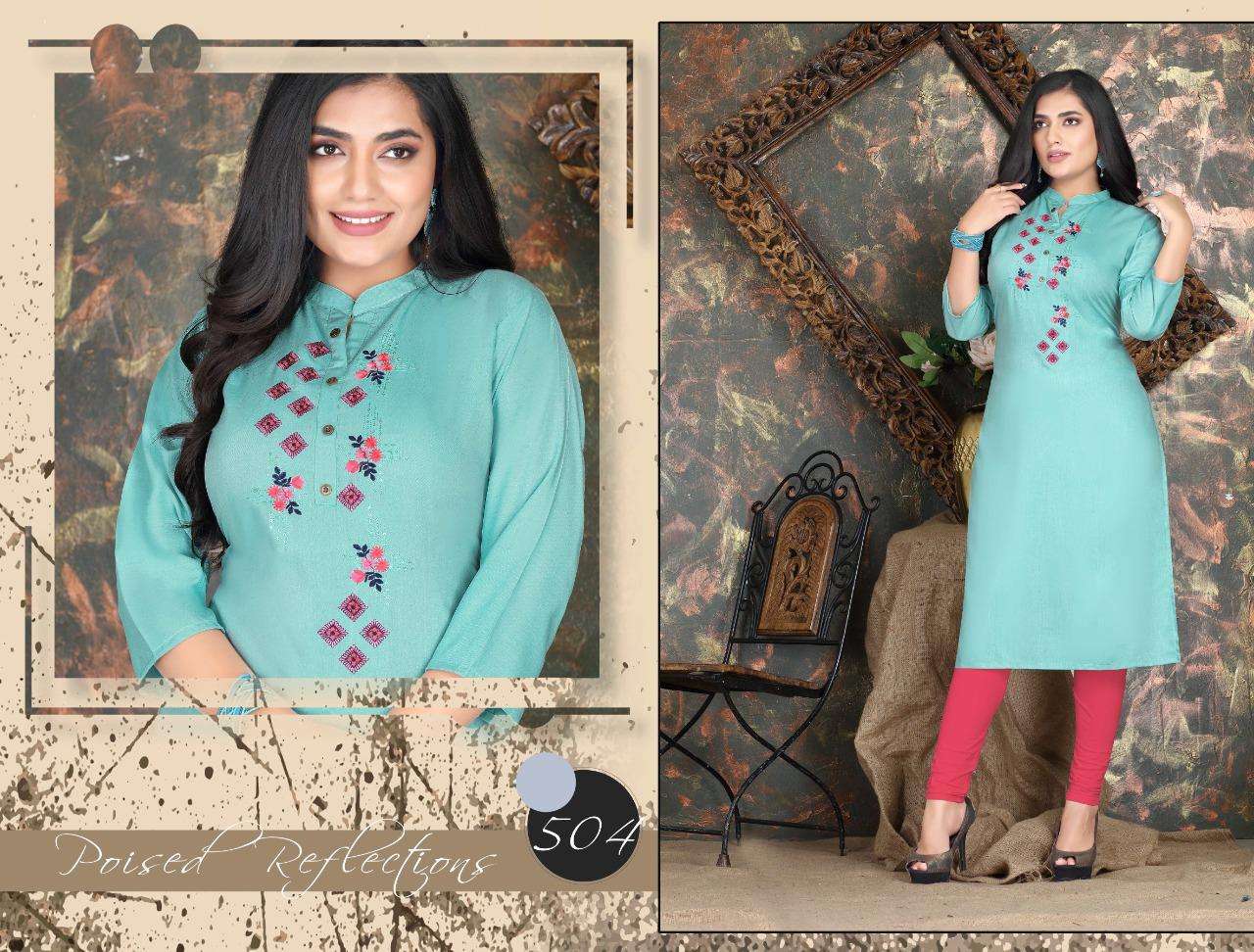  BEAUTY QUEEN ROSE🌹BERRY HEAVY 14 Kg Cross Rayon with emboss Embroidered computer  work with sequence KURTI CATALOG WHOLESALER BEST RATE