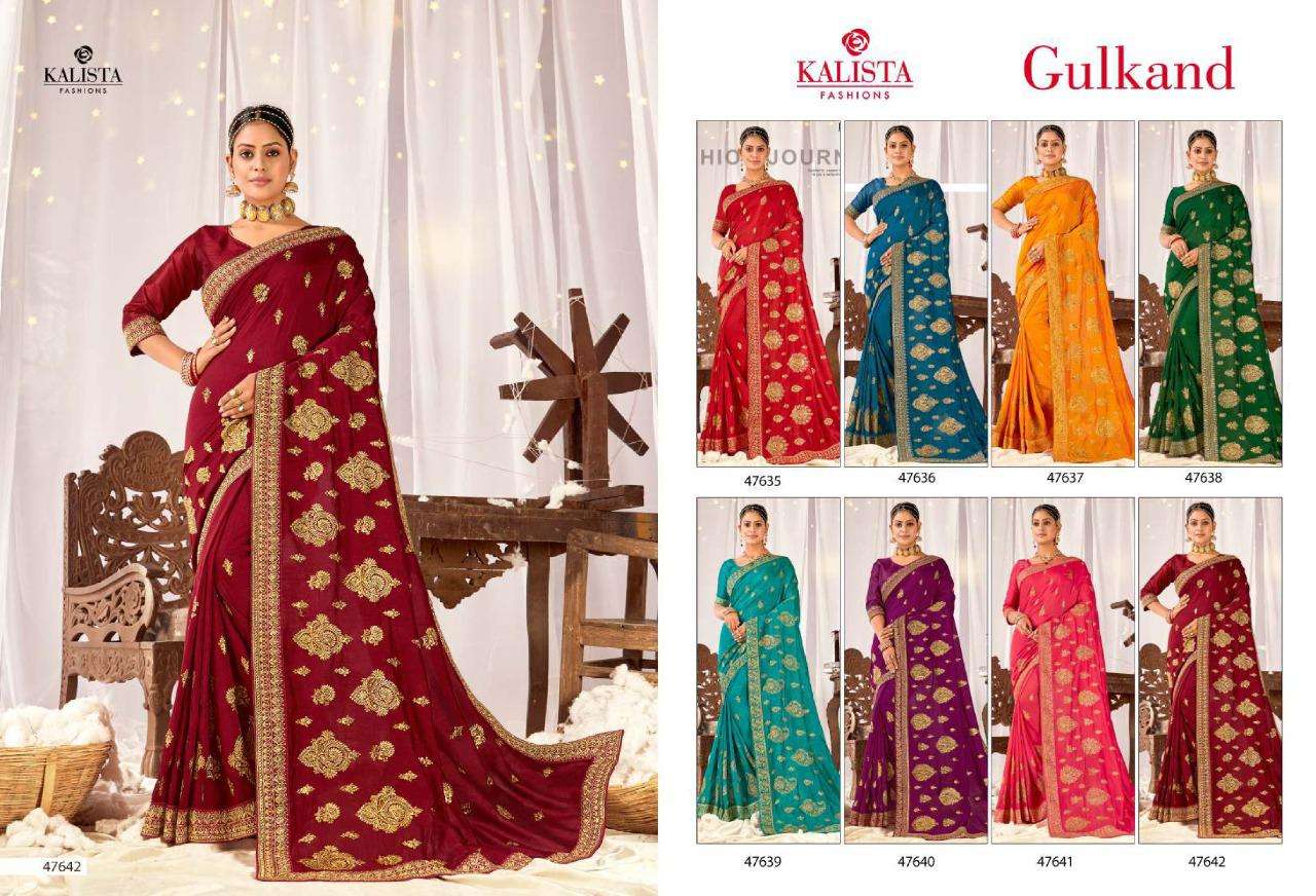 gulkand by kalista fashions embroidery vichitra fabrics sarees 