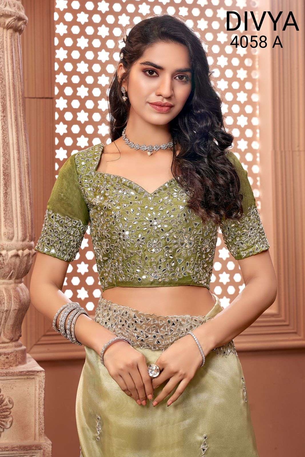 mirror vol 2 by divya df 4058 organza padding mirror work exclusive saree