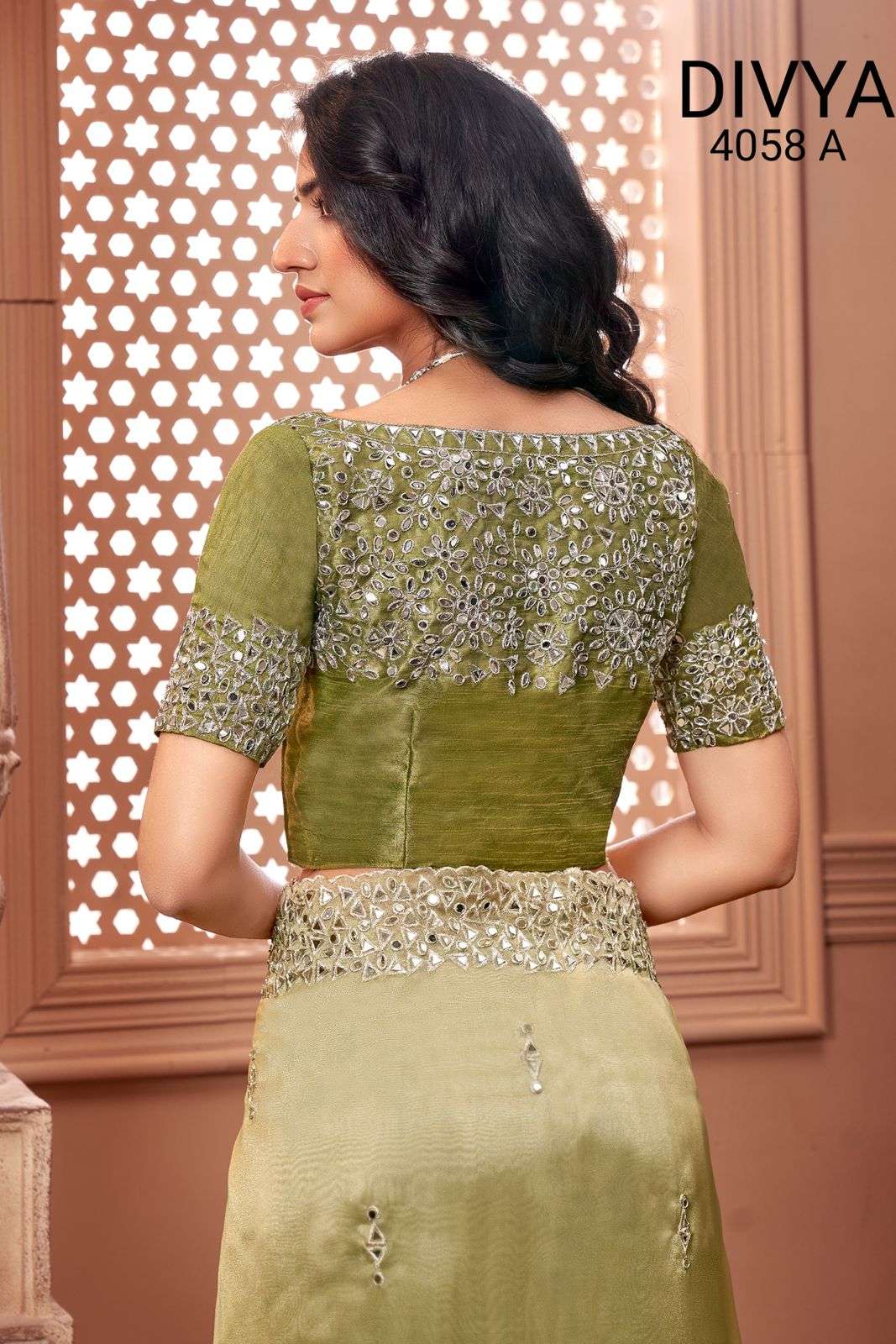 mirror vol 2 by divya df 4058 organza padding mirror work exclusive saree