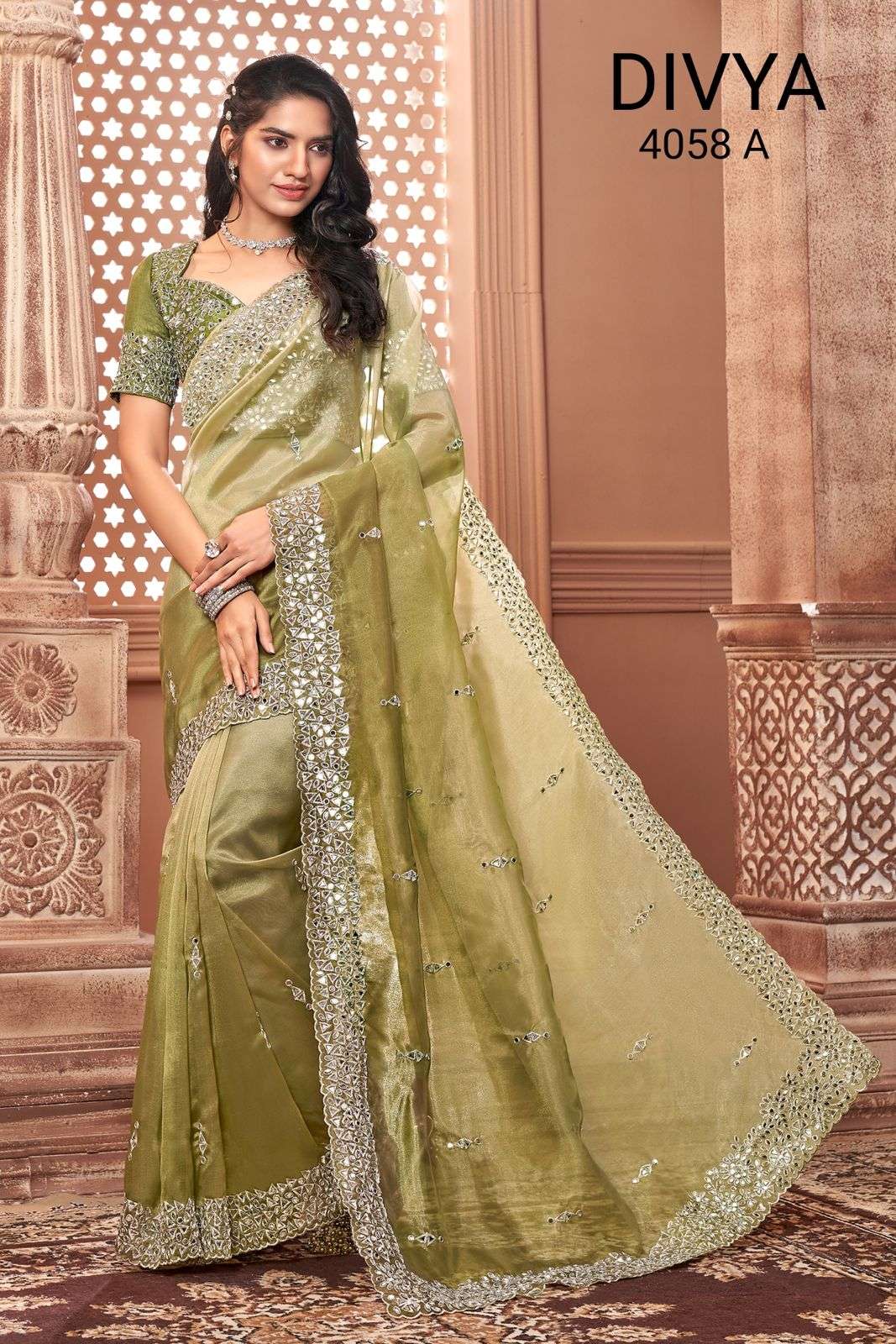 mirror vol 2 by divya df 4058 organza padding mirror work exclusive saree