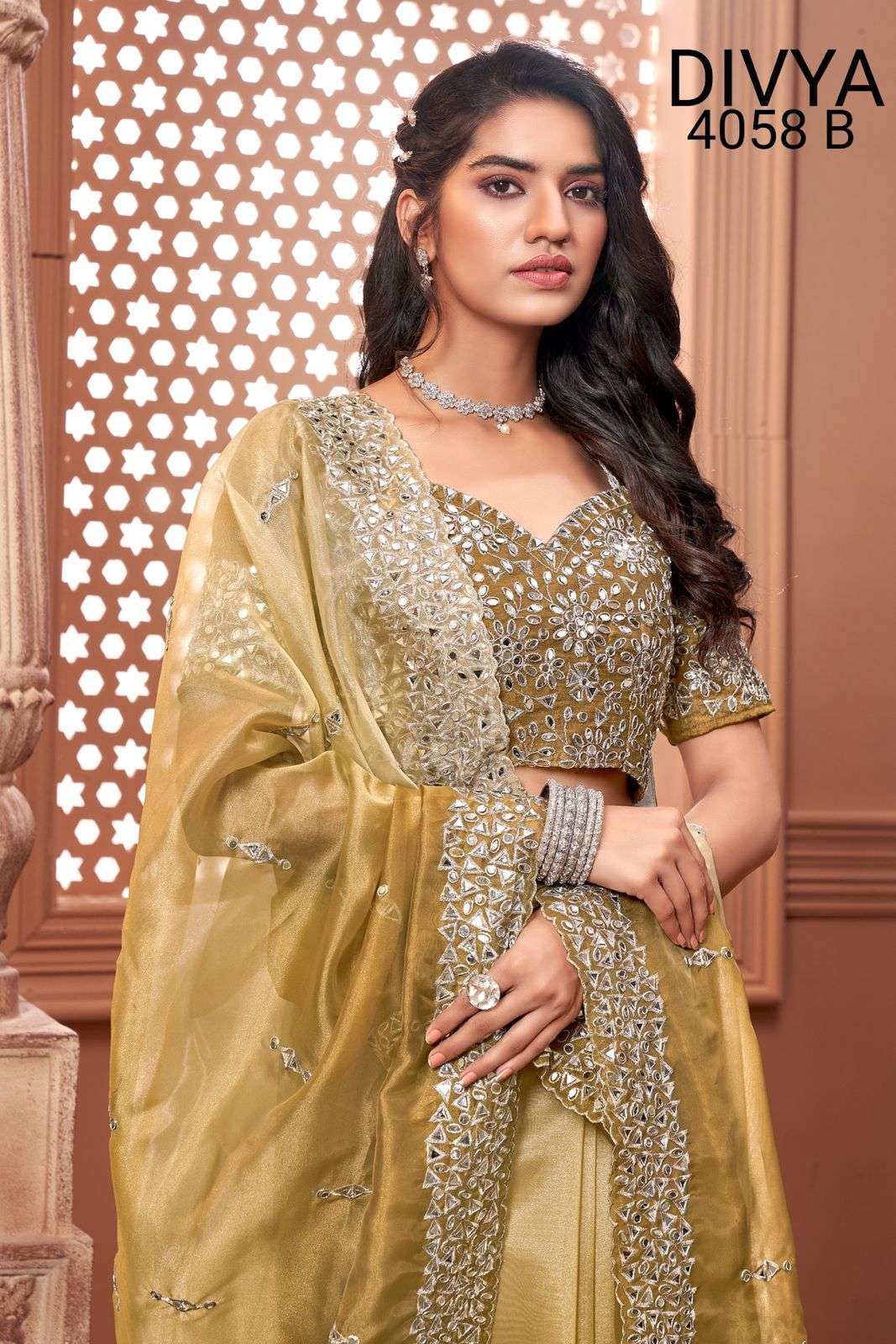 mirror vol 2 by divya df 4058 organza padding mirror work exclusive saree