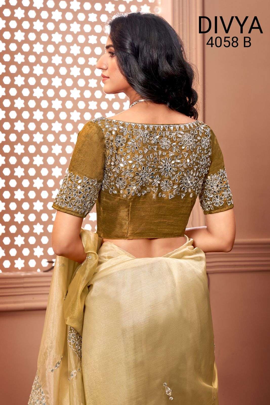 mirror vol 2 by divya df 4058 organza padding mirror work exclusive saree