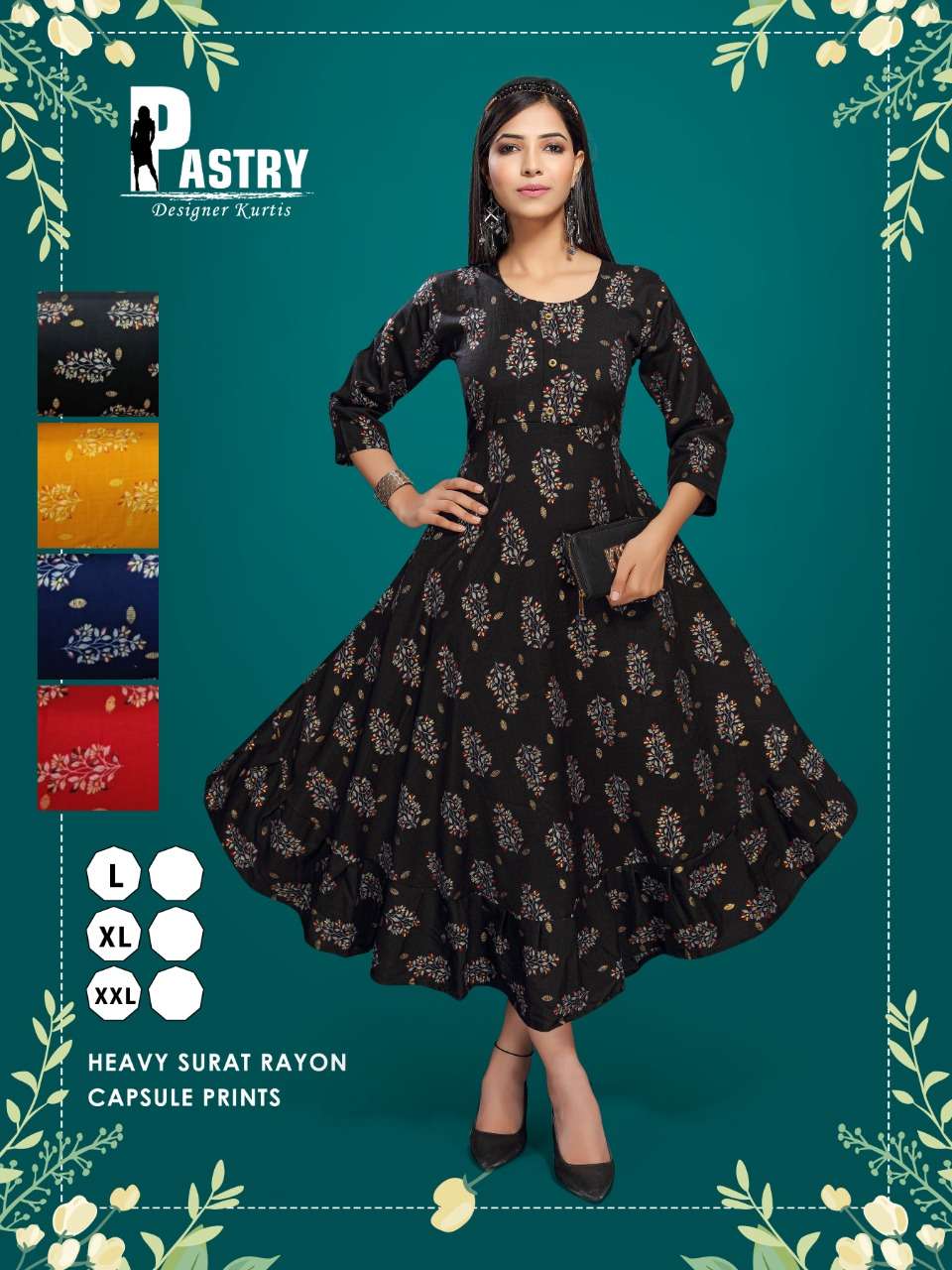 premnath pastry uref flair 4 color matching kurti set 