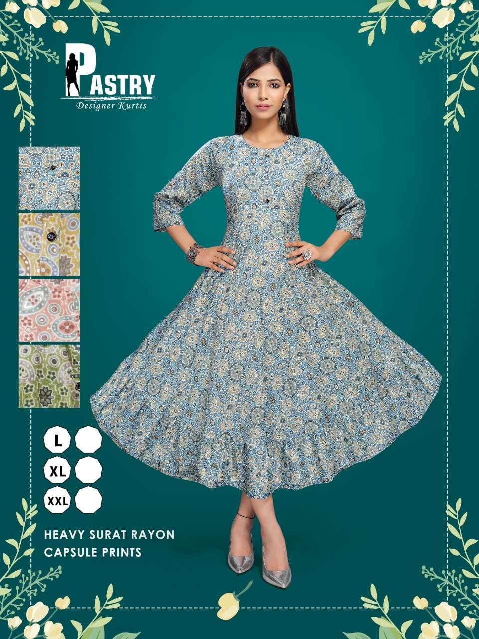 premnath pastry uref flair 4 color matching kurti set 