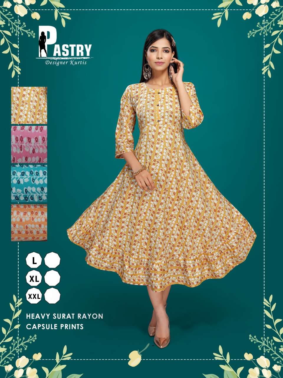 premnath pastry uref flair 4 color matching kurti set 