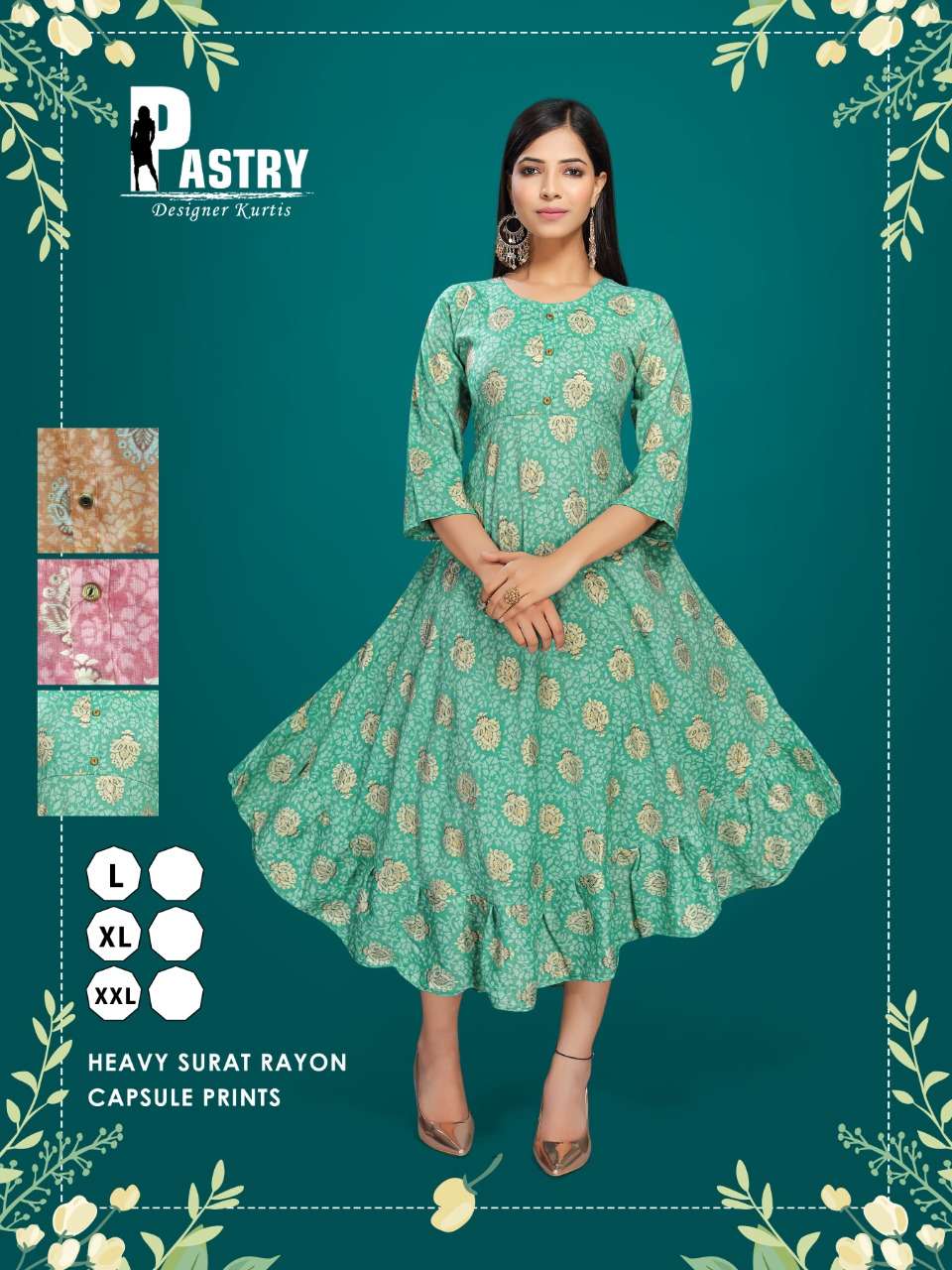 premnath pastry uref flair 4 color matching kurti set 