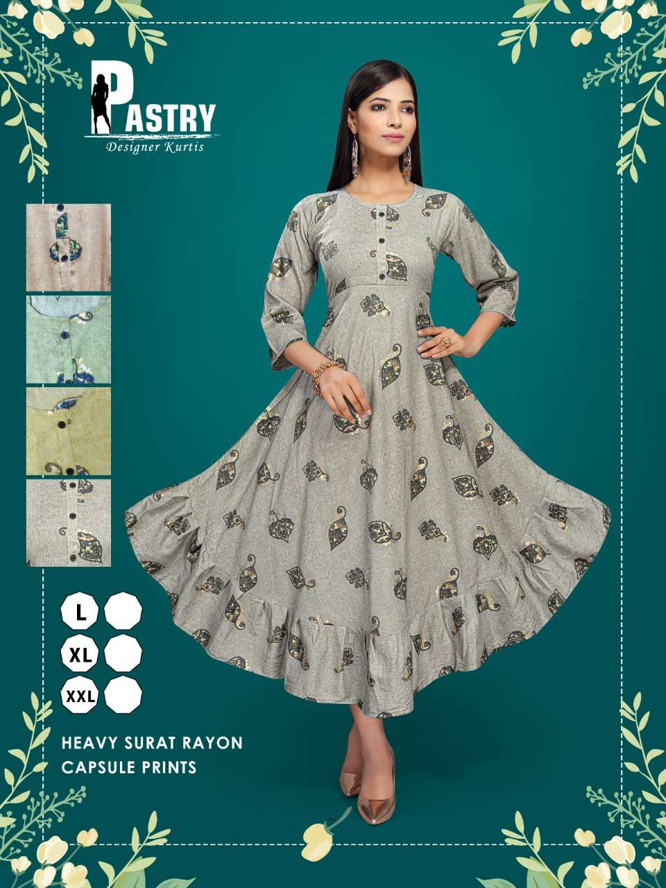 premnath pastry uref flair 4 color matching kurti set 
