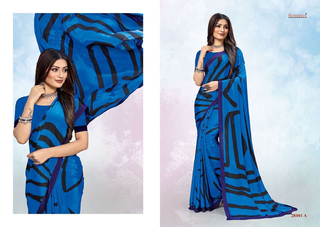 sushma colors crepe printed sarees 