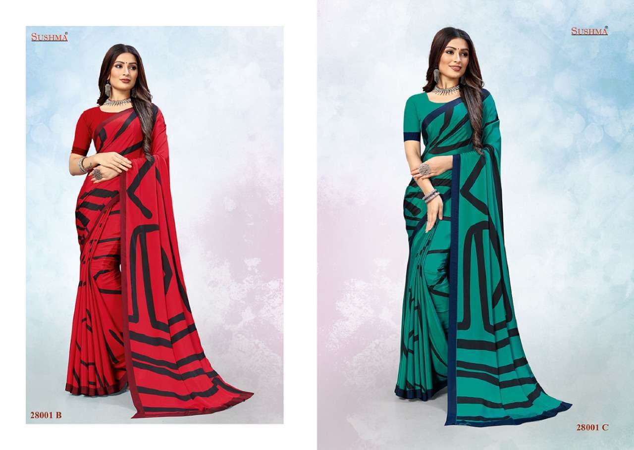 sushma colors crepe printed sarees 