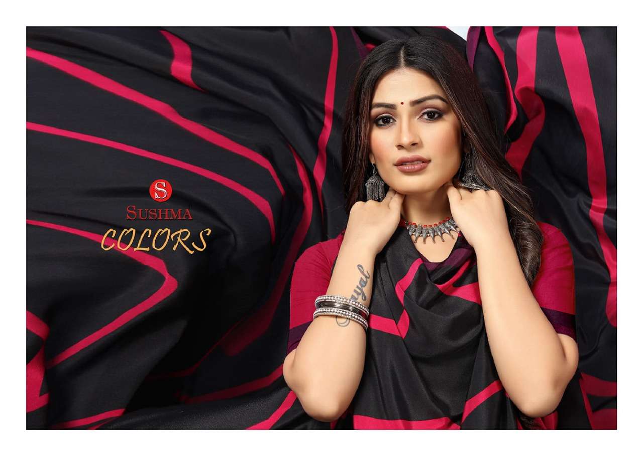 sushma colors crepe printed sarees 