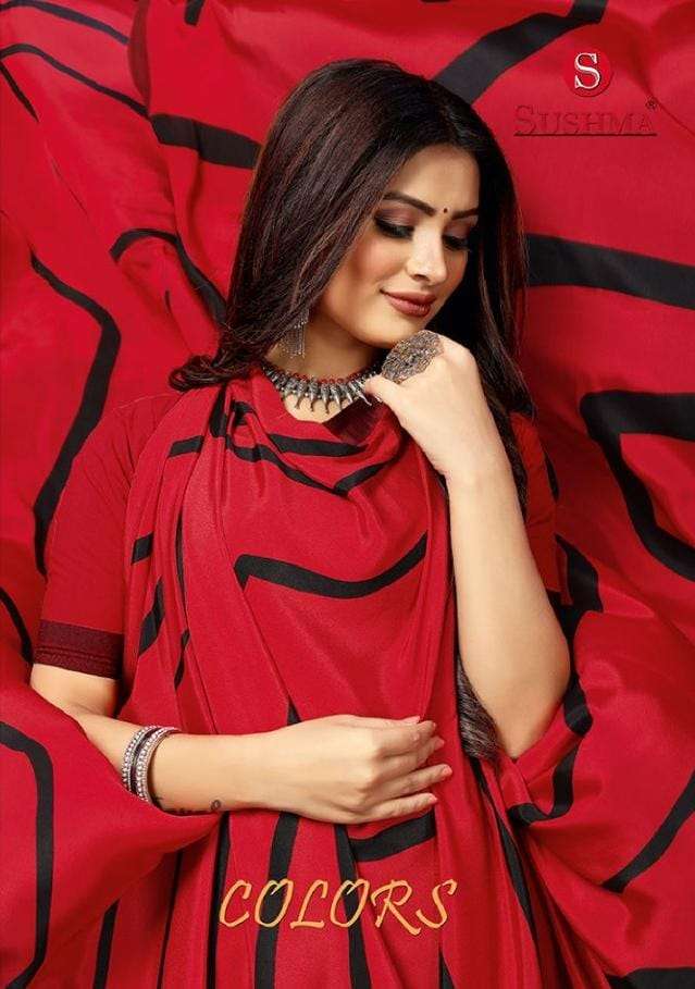 sushma colors crepe printed sarees 