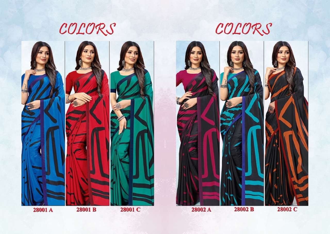 sushma colors crepe printed sarees 