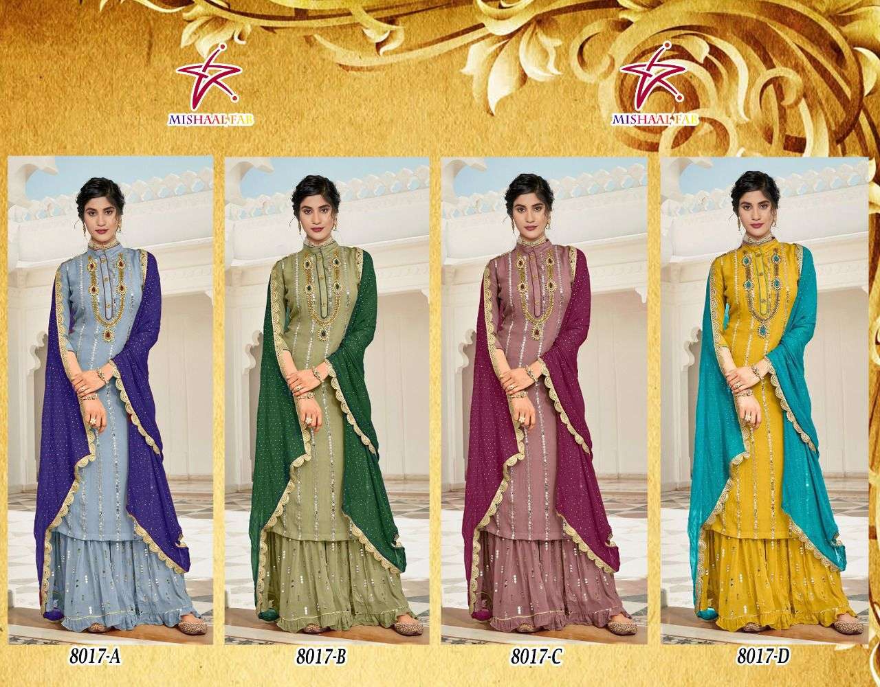 mishaal fab 8017 design colors heavy embroidery pakistani salwar kameez 