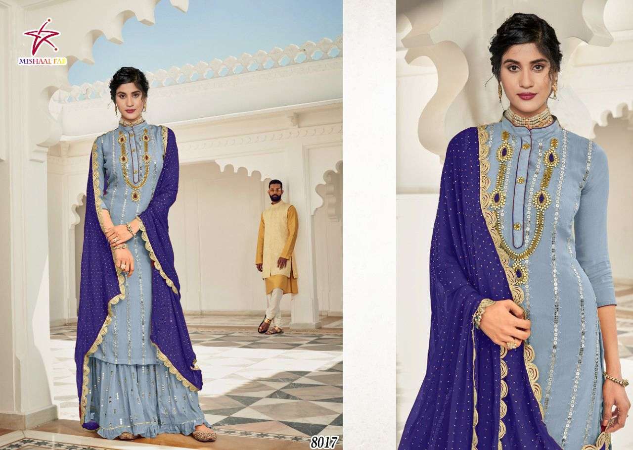 mishaal fab 8017 design colors heavy embroidery pakistani salwar kameez 
