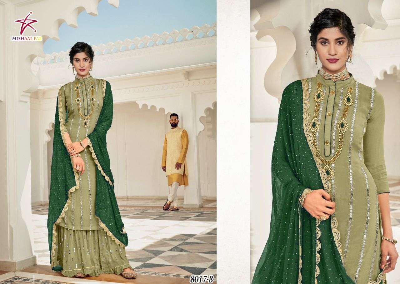mishaal fab 8017 design colors heavy embroidery pakistani salwar kameez 