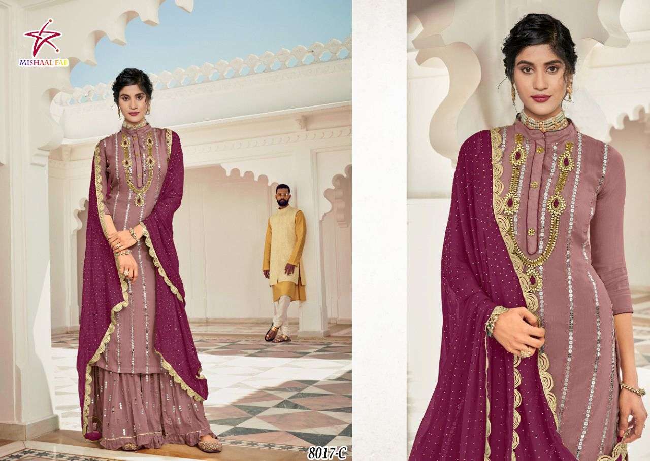 mishaal fab 8017 design colors heavy embroidery pakistani salwar kameez 
