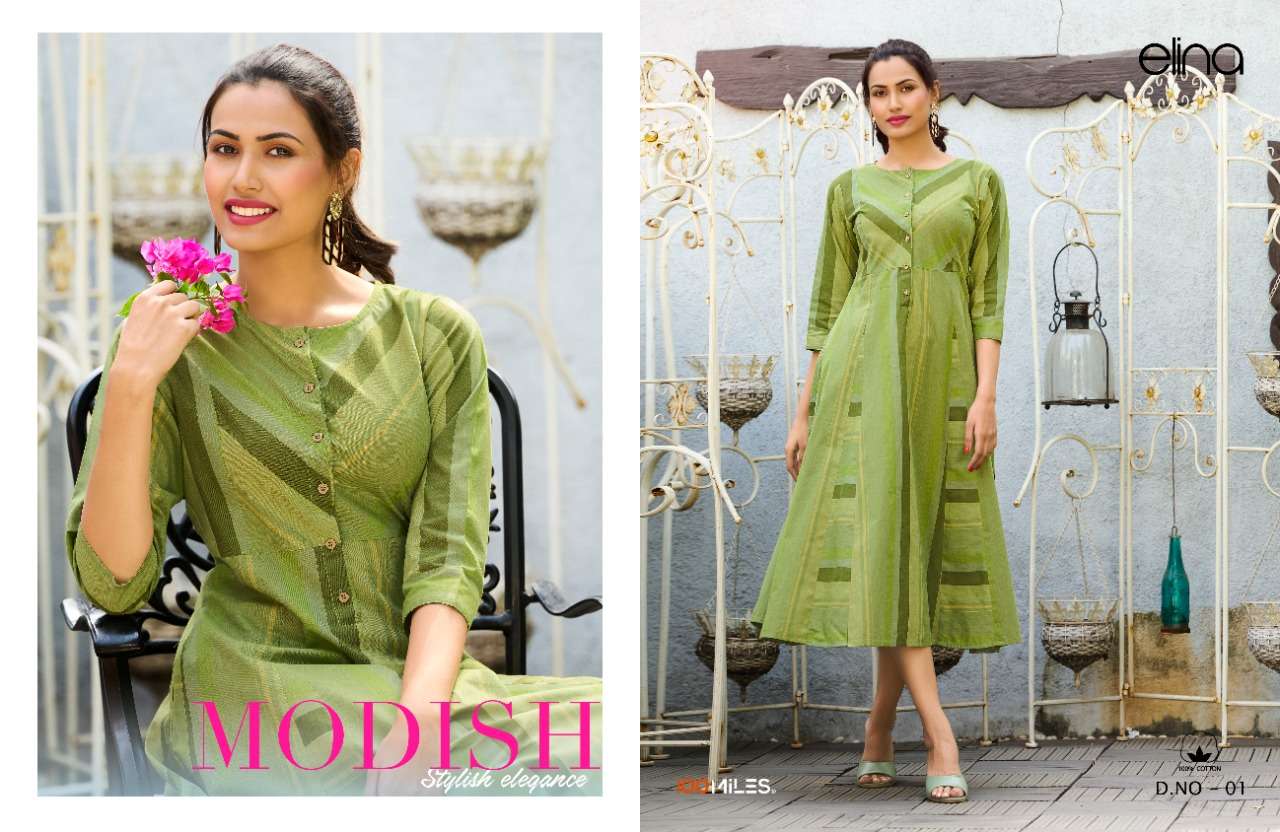 elina by 100 miles cotton gown kurti catalogue exporter