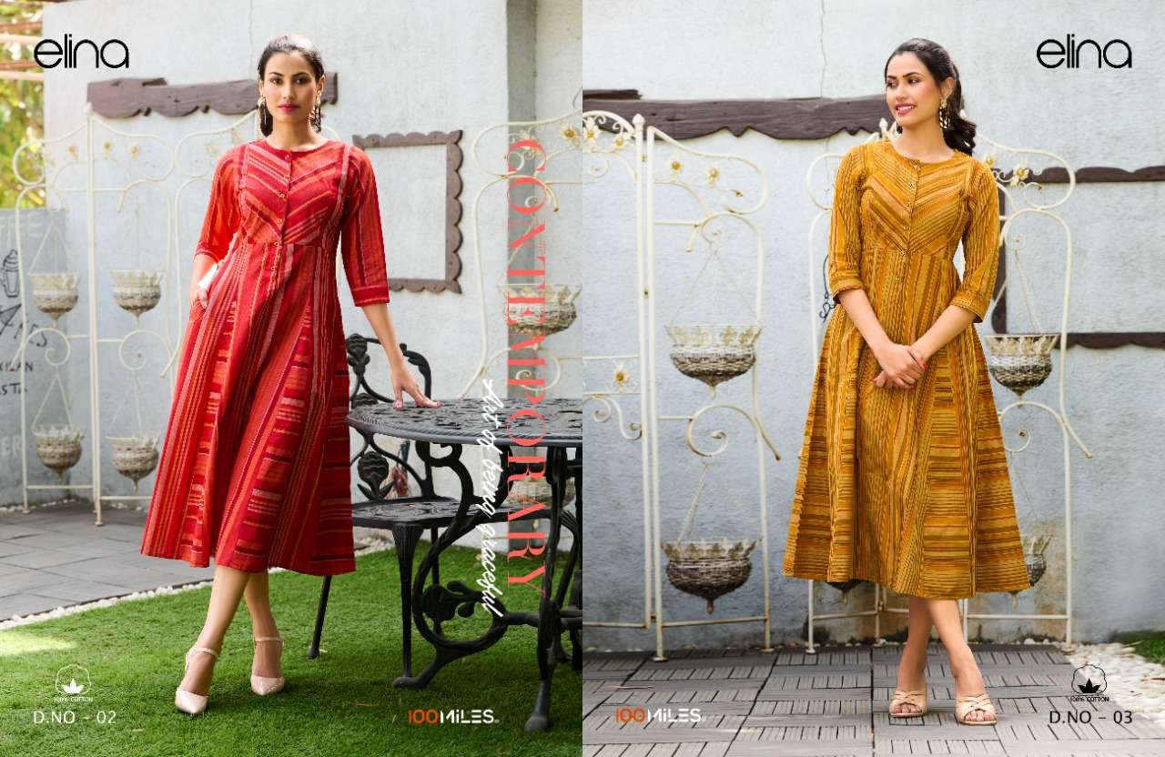elina by 100 miles cotton gown kurti catalogue exporter