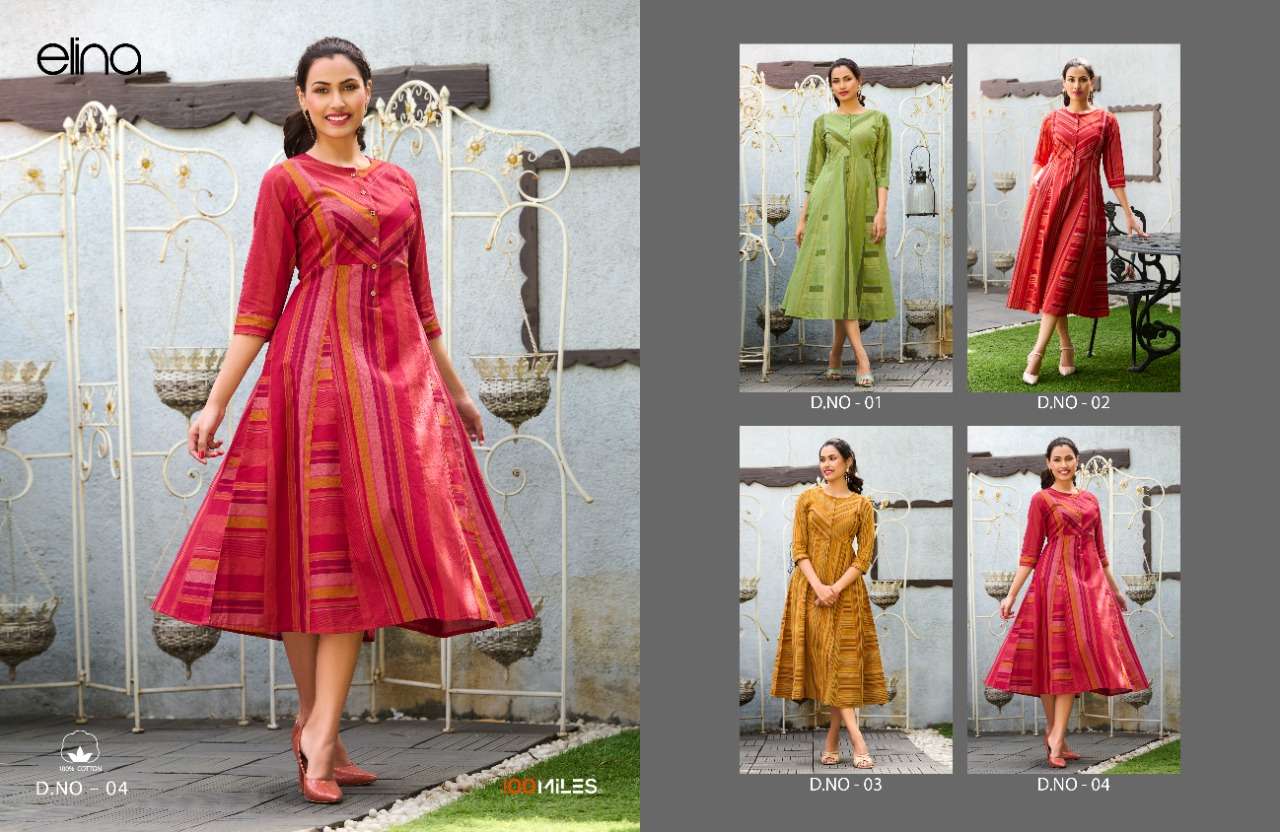 elina by 100 miles cotton gown kurti catalogue exporter