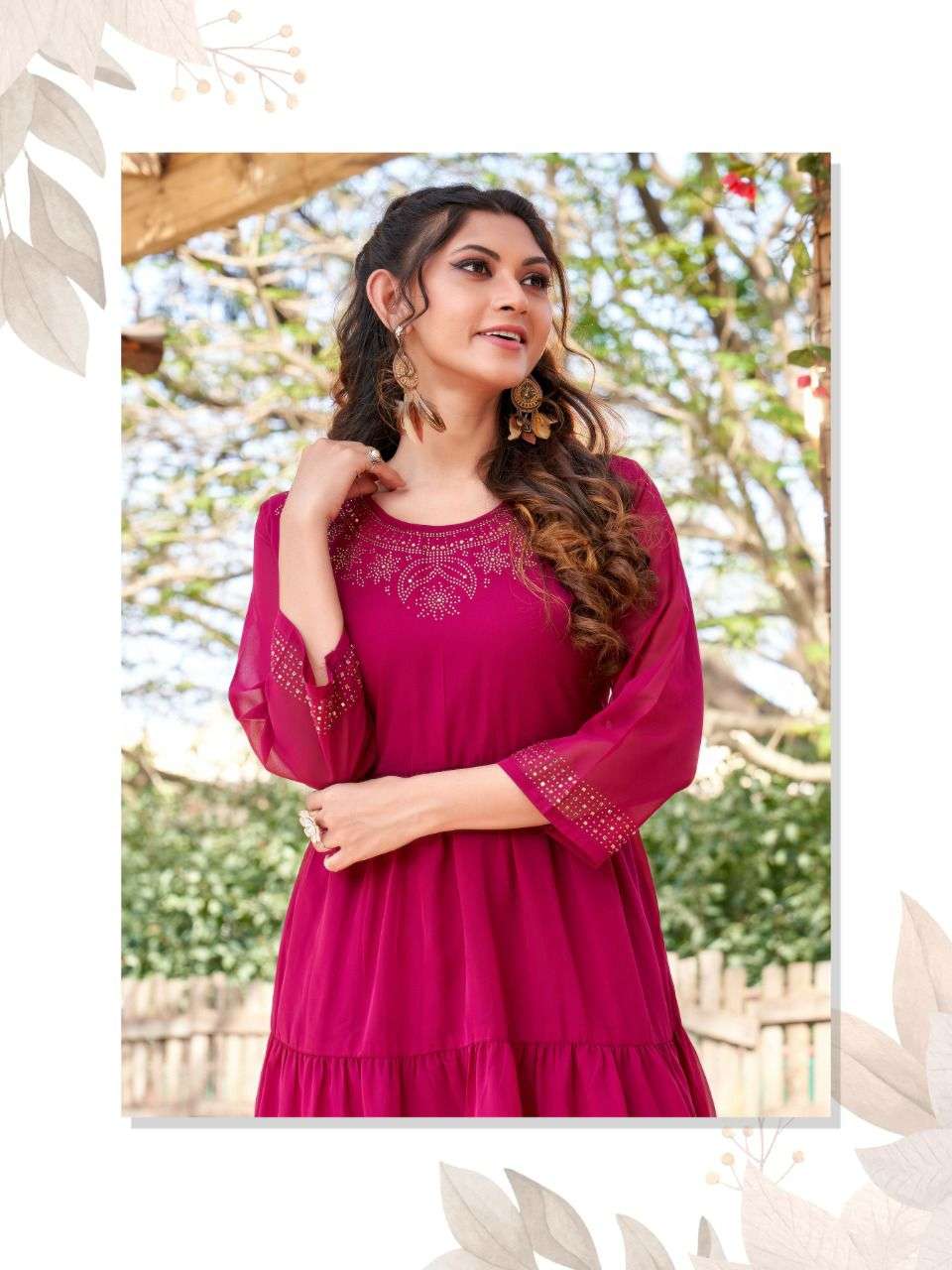 FABULOUS BY BONIE HEAVY GEORGETTE (With Lining Inside) FULL FLARE KURTI WITH WORK KURTI CATALOG WHOLESALER BEST RATE