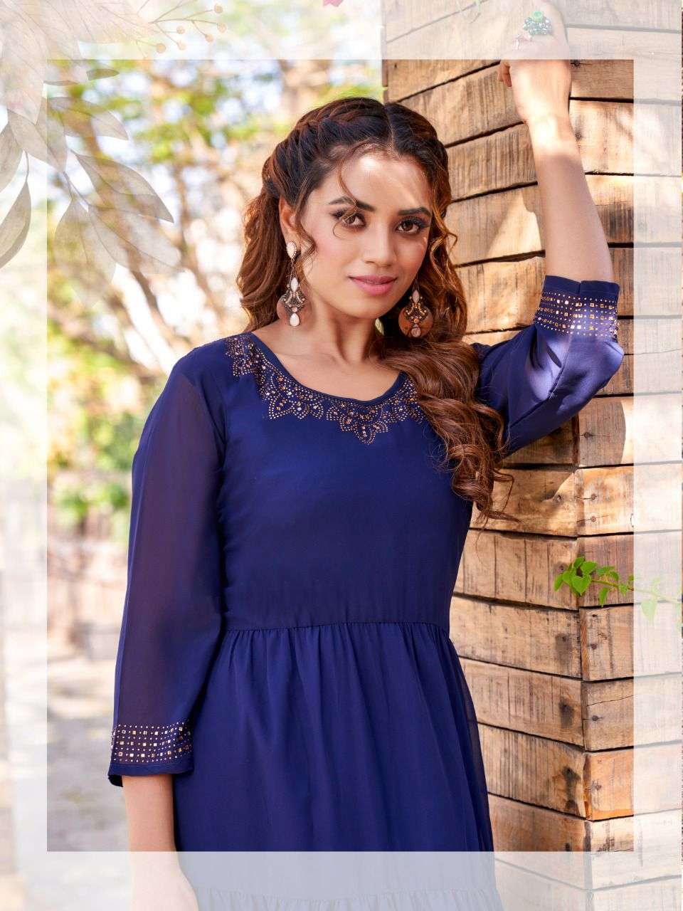FABULOUS BY BONIE HEAVY GEORGETTE (With Lining Inside) FULL FLARE KURTI WITH WORK KURTI CATALOG WHOLESALER BEST RATE