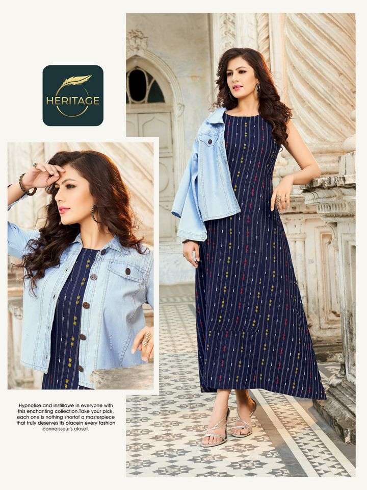 Buy MANTRA VOL 05 Denim Jacket With Long Kurti In 6 Color By Tips Tops at  Rs. 4590 online from Surati Fabric Gown : SF 3303