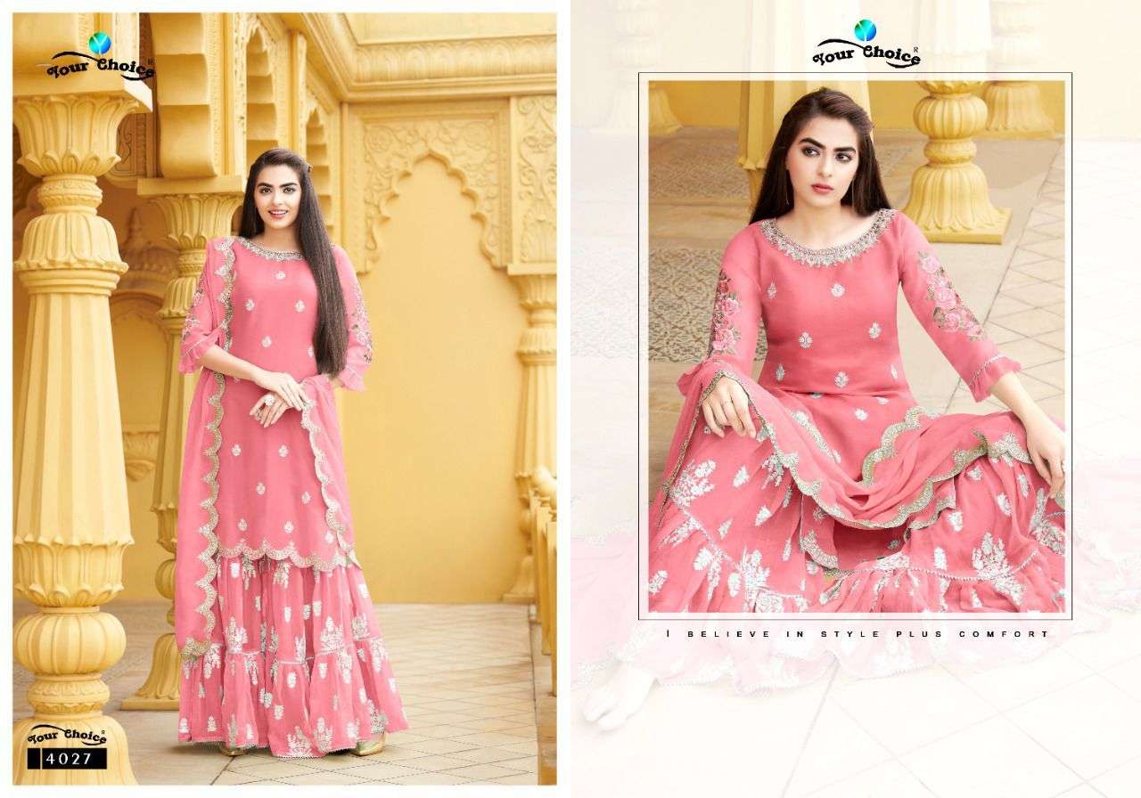 maxico by your choice pure georgette readymade free size pakistani garara suits