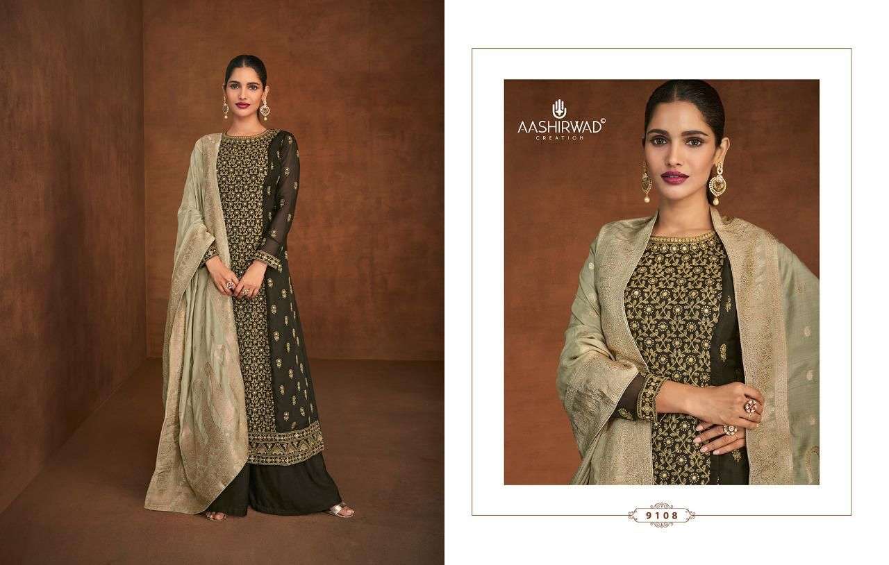 aashirwad noura georgette readymade free size plazzo suit wholesaler