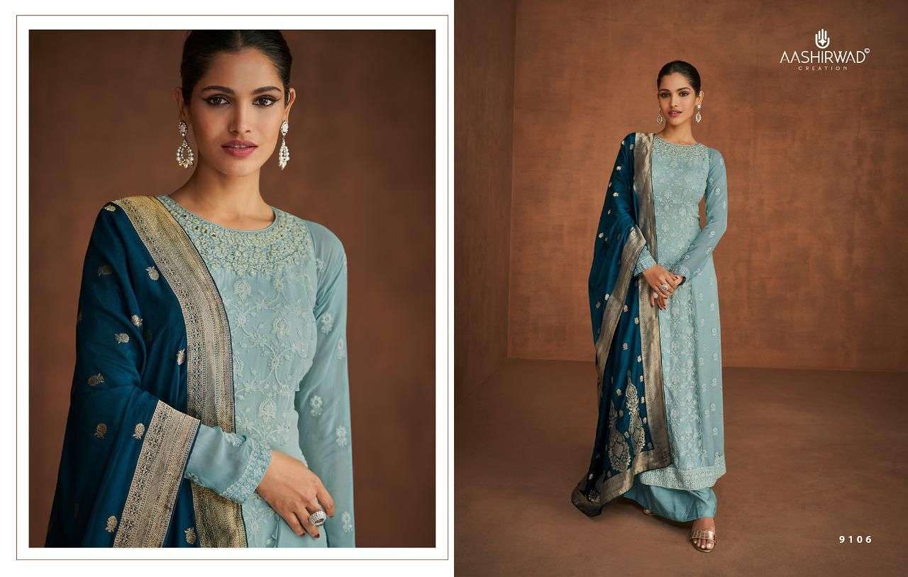 aashirwad noura georgette readymade free size plazzo suit wholesaler