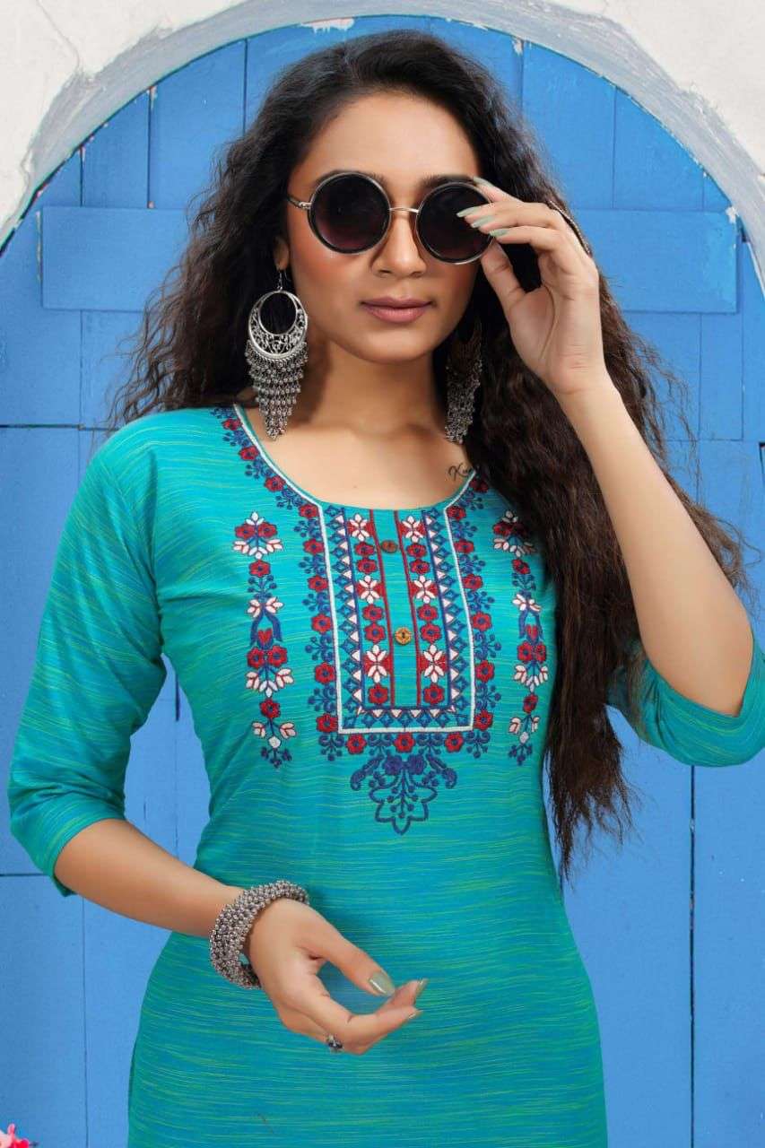 LOVE HEAVY CROSSING COTTON EMBROIDERY WORK KURTI CATALOG WHOLESALER BEST RATE