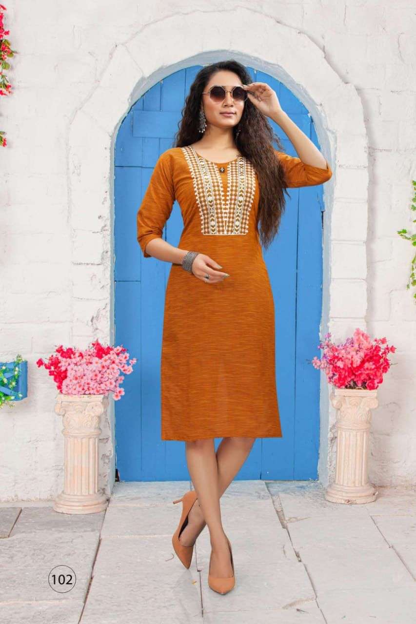 LOVE HEAVY CROSSING COTTON EMBROIDERY WORK KURTI CATALOG WHOLESALER BEST RATE