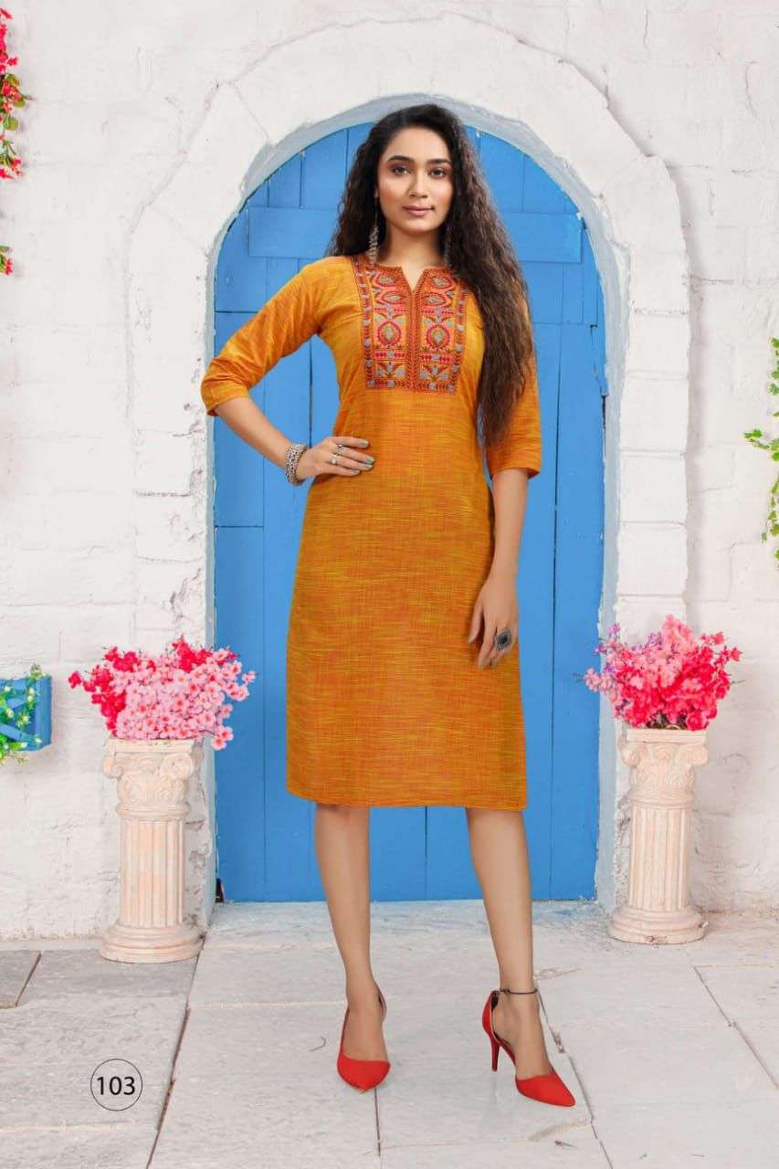 LOVE HEAVY CROSSING COTTON EMBROIDERY WORK KURTI CATALOG WHOLESALER BEST RATE