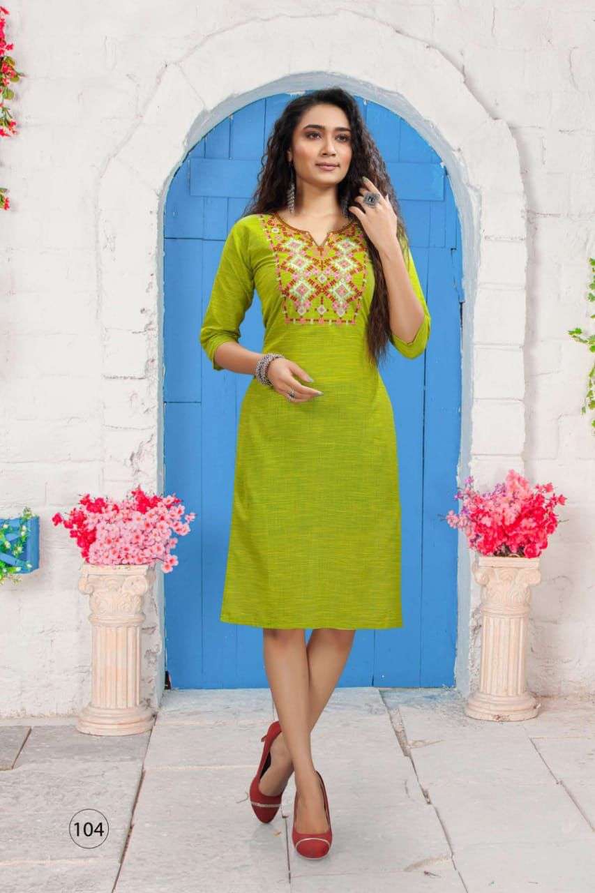 LOVE HEAVY CROSSING COTTON EMBROIDERY WORK KURTI CATALOG WHOLESALER BEST RATE