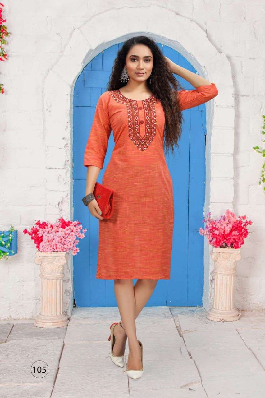 LOVE HEAVY CROSSING COTTON EMBROIDERY WORK KURTI CATALOG WHOLESALER BEST RATE