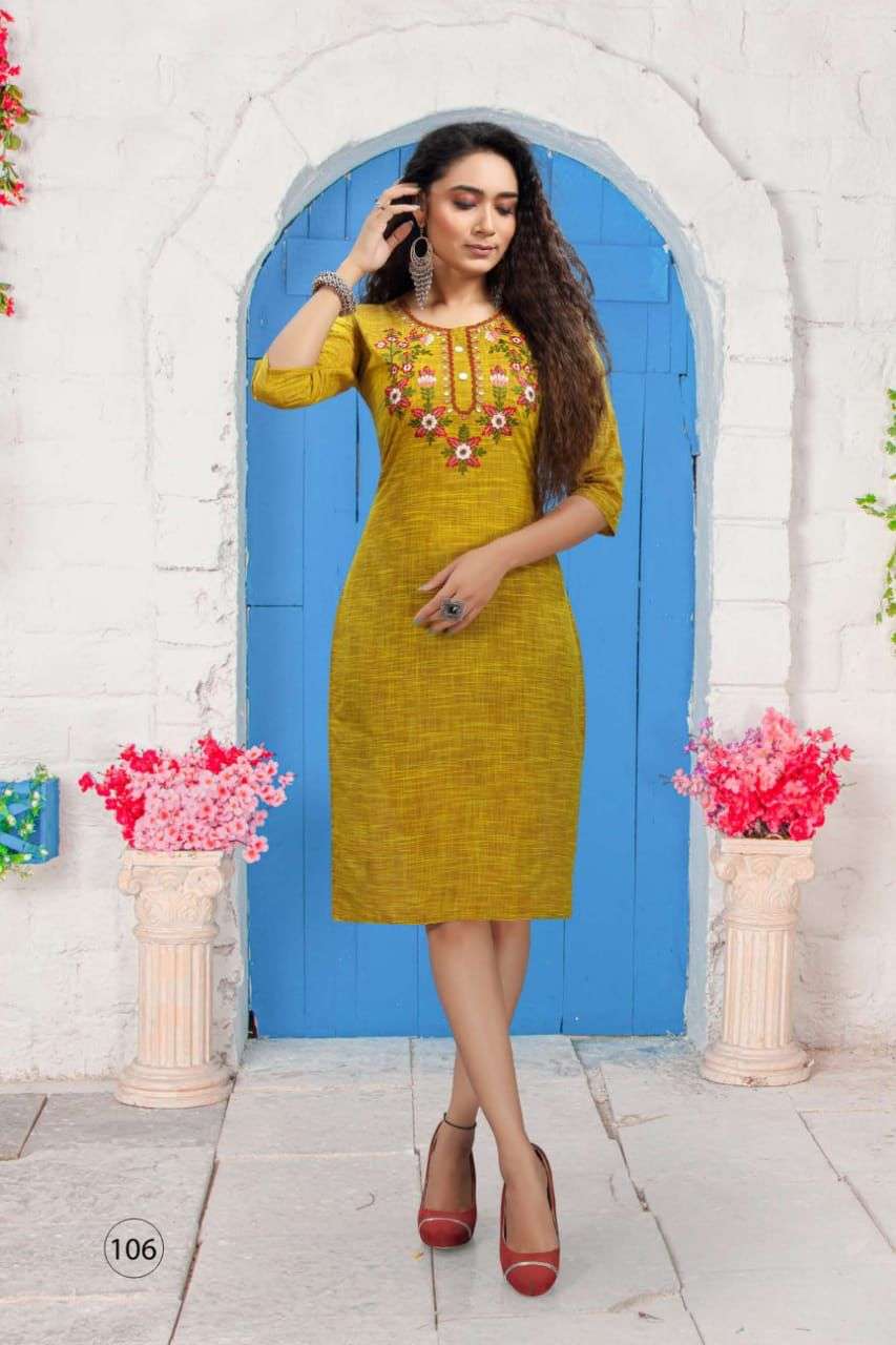 LOVE HEAVY CROSSING COTTON EMBROIDERY WORK KURTI CATALOG WHOLESALER BEST RATE