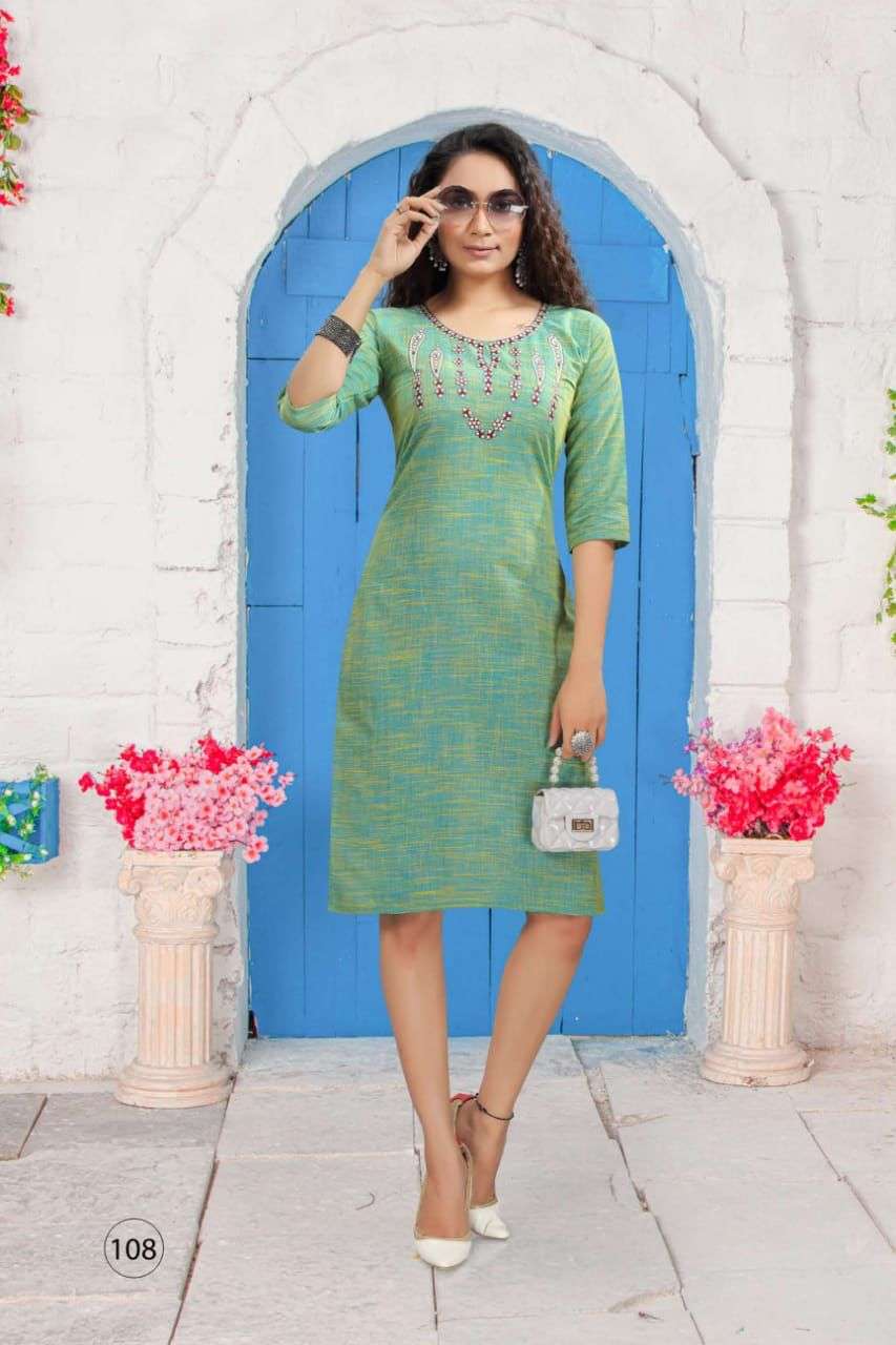 LOVE HEAVY CROSSING COTTON EMBROIDERY WORK KURTI CATALOG WHOLESALER BEST RATE