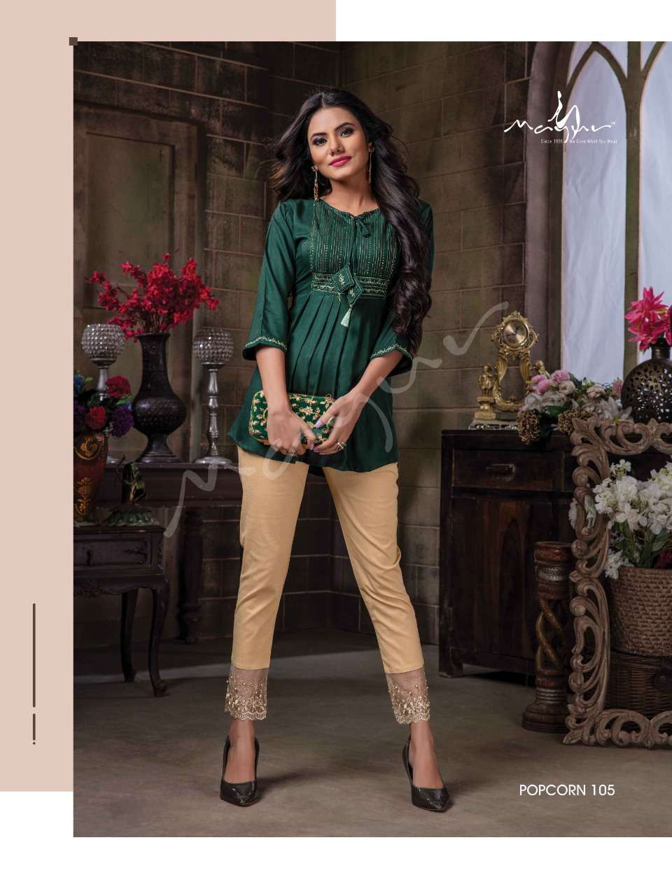 mayur popcorn fancy rayon short top in surat