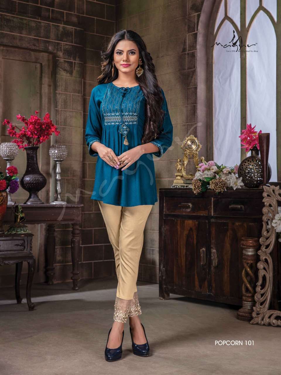 mayur popcorn fancy rayon short top in surat