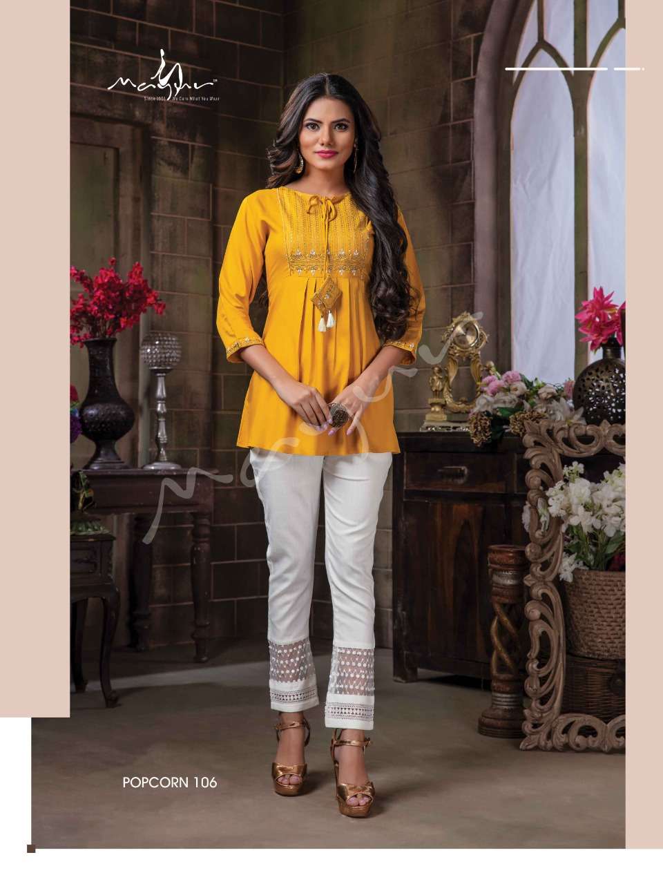 mayur popcorn fancy rayon short top in surat