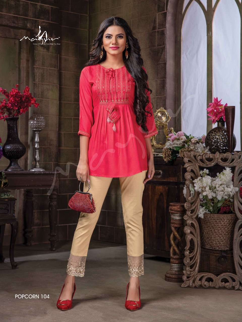 mayur popcorn fancy rayon short top in surat