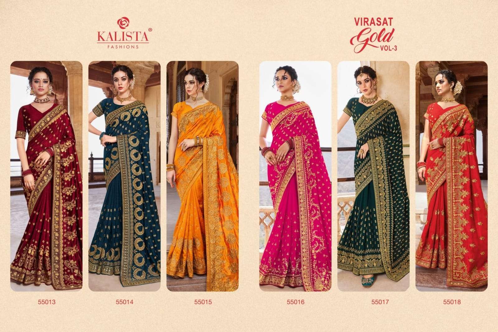 virasat gold vol 3 by kalista vichitra silk embroidery fancy sarees